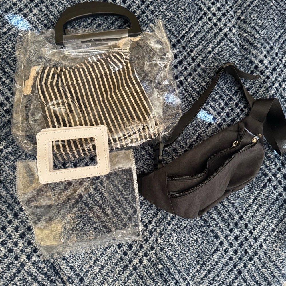 3 Piece Clear Travel bags with Fanny Pack